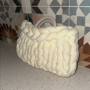 Elegant Cream Chunky Knit Clutch